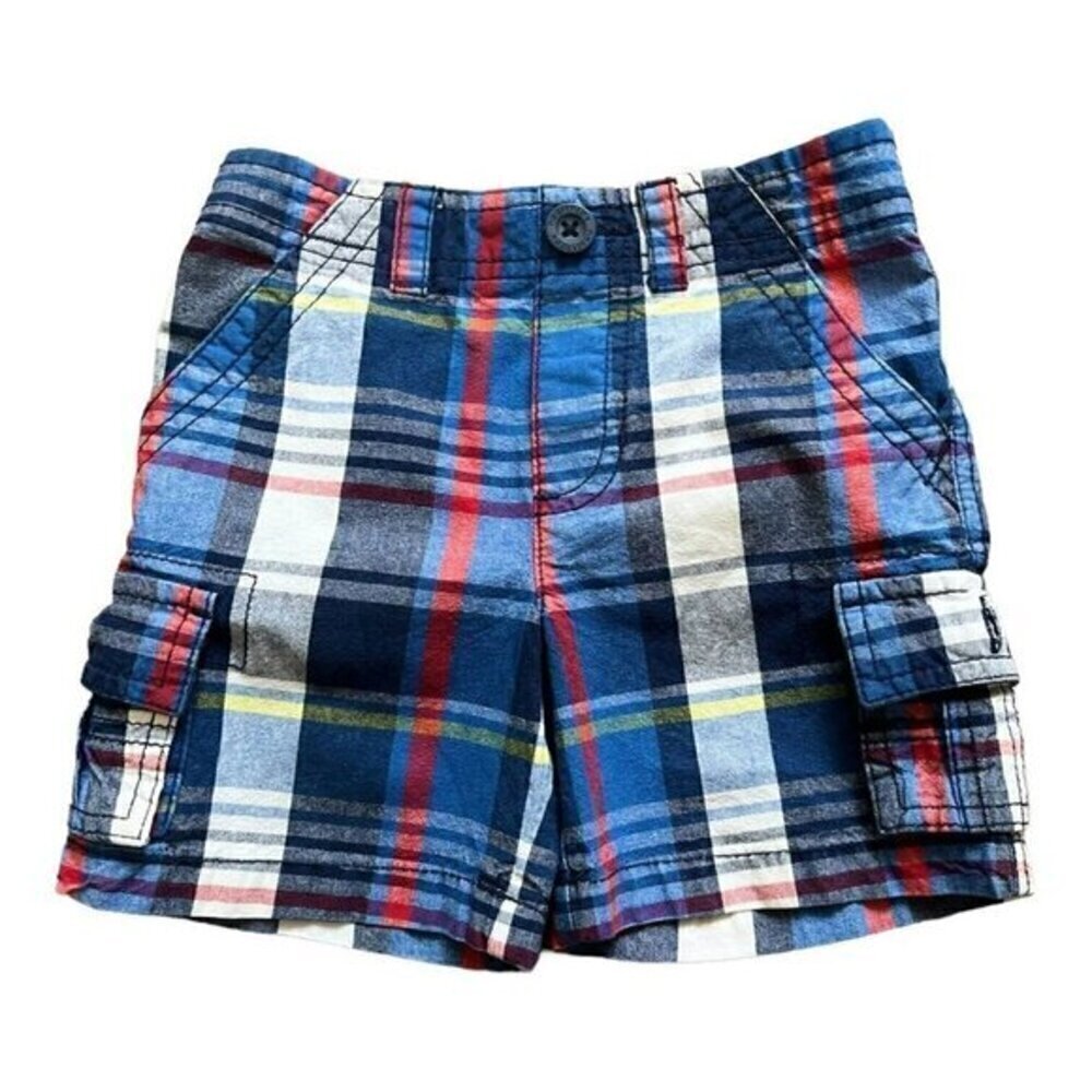 Healthtex  plaid shorts Boy 18 M side/cargo pockets, elastic waist multicolored